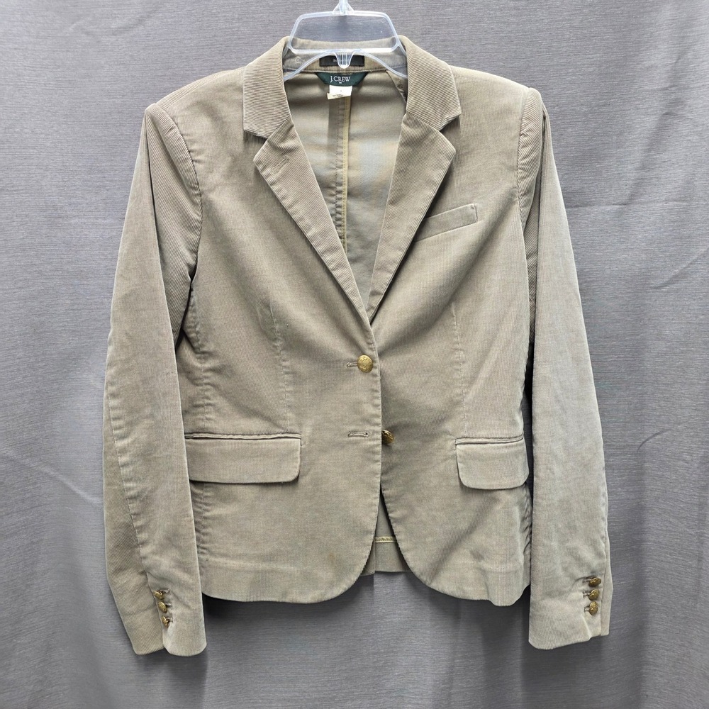 J.Crew Schoolboy Corduroy Blazer Tan Khaki Gold Crest Buttons 47385 Size 4